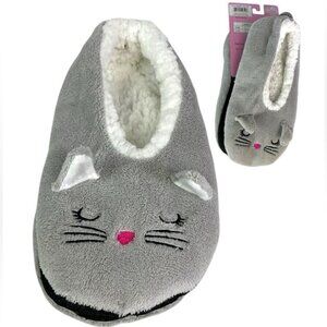 Snuggle Feet Cat Slippers Gray Fleece Lined Women’s Size Large